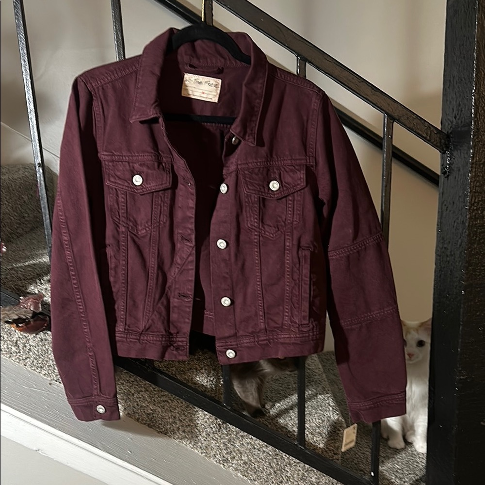 Free People - wild wine ginger denim jacket